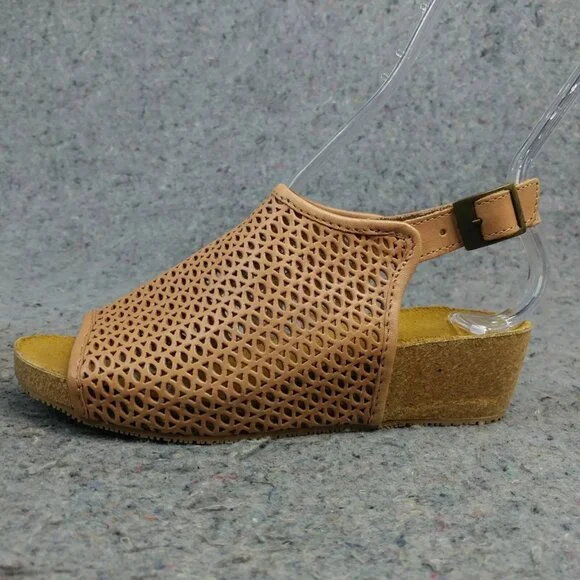 Eric Michael Wedge Sandals Womens 36 EU Phoebe Cork Heel Slingback Slip On Taupe - Picture 5 of 11